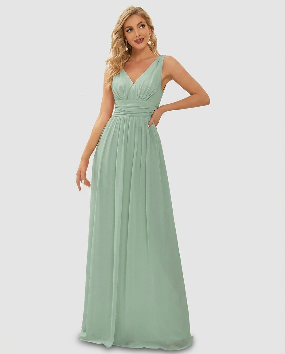 Women’s Sleeveless V-Neck Maxi Dress - Front [Lystr 6a99295537f23f8fa4b7d931:front]