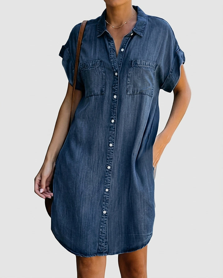 Women’s Mini Shirt Dress with Button-Down Front - Front [Lystr 6a99295237f23f8fa4b7d92e:front]