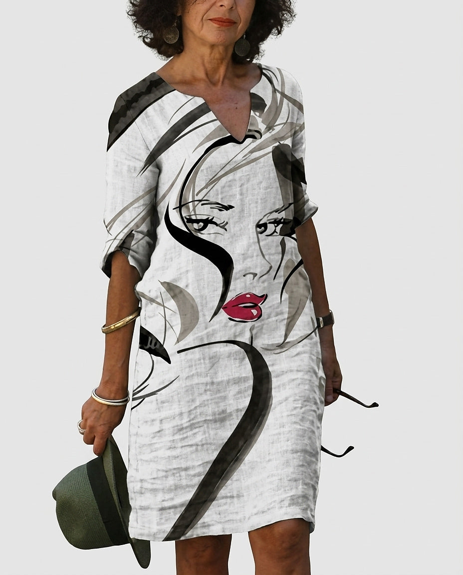 Women Shift Dress with Graphic Print - Front [Lystr 6a992a3c8fb1eea96e728d08:front]