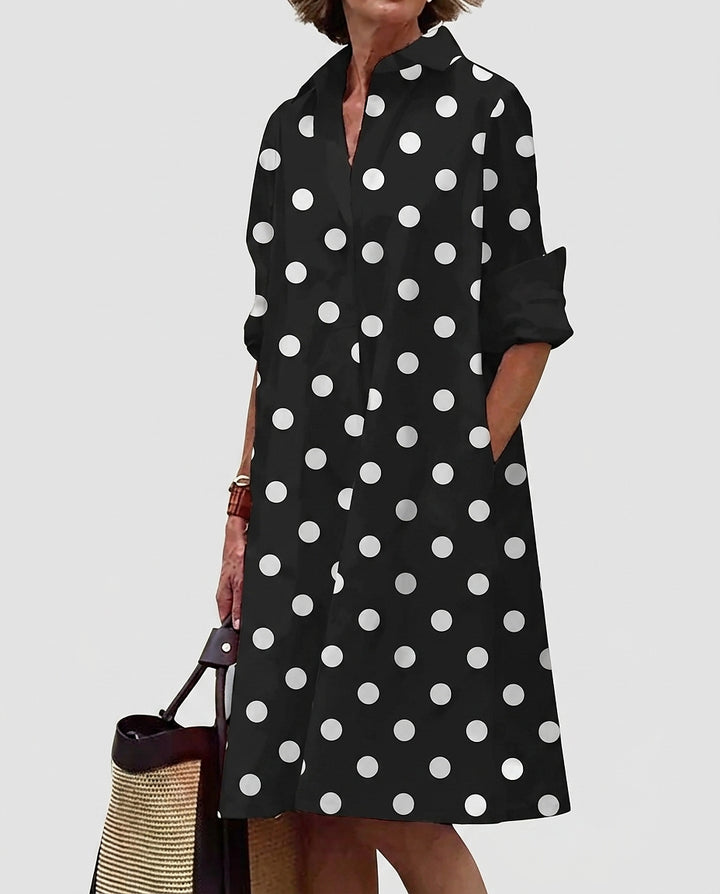 Women's Knee-Length Shirt Dress with Side Pockets - Front [Lystr 6a992a428fb1eea96e728d0b:front]
