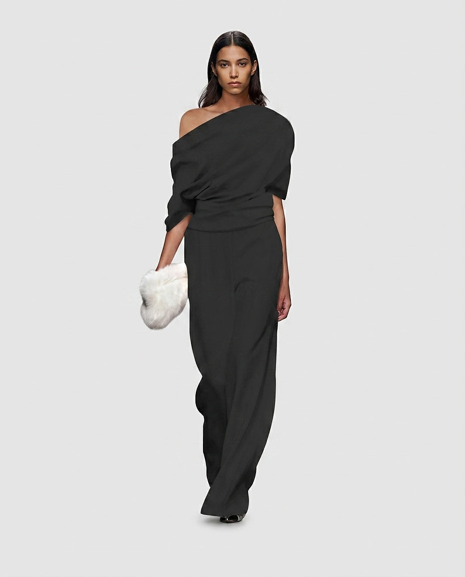 Women's Asymmetrical One-Shoulder Jumpsuit - Front [Lystr 6a992a728fb1eea96e728d20:front]