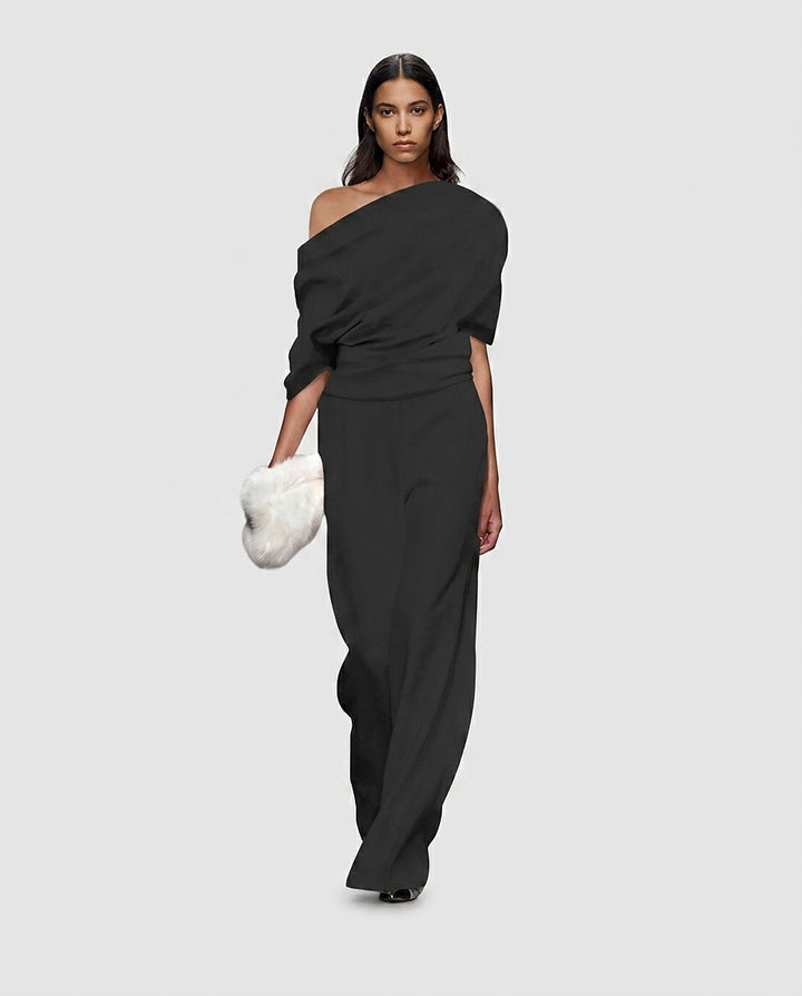 Women's Asymmetrical One-Shoulder Jumpsuit - Front [Lystr 6a992a728fb1eea96e728d20:front]