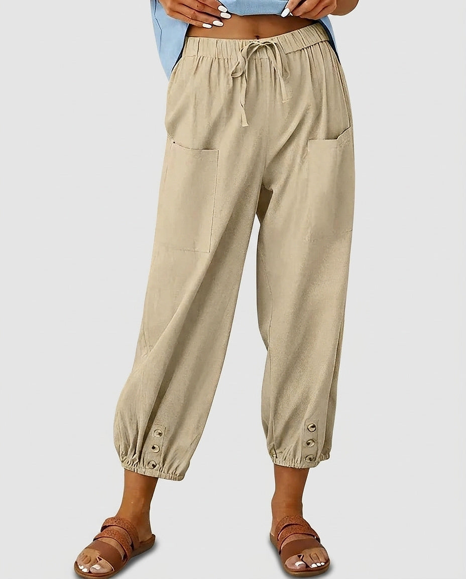 Women’s Cropped Trousers with Elasticized Cuffs - Front [Lystr 6a992b218fb1eea96e728d29:front]