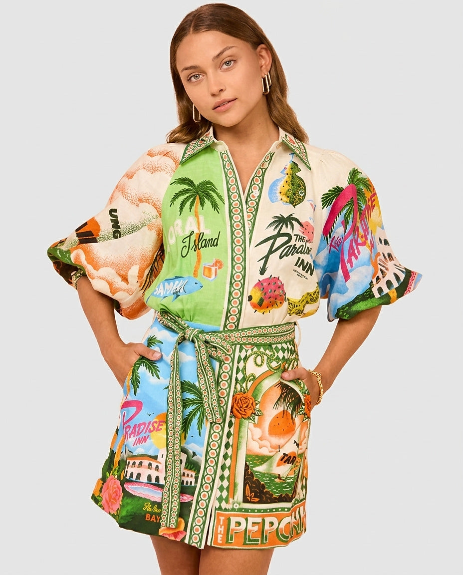 Women’s Graphic Print Mini Dress - Front [Lystr 6a992b2f8fb1eea96e728d2f:front]