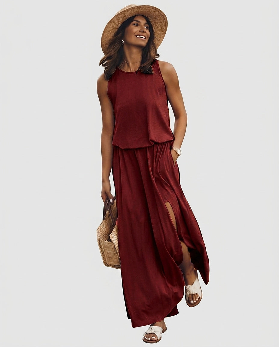 Women’s Sleeveless Maxi Dress with Side Slit - Front [Lystr 6a992e457ad28f61f25c9984:front]
