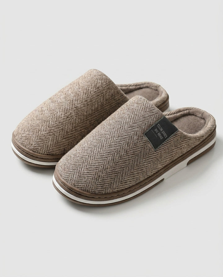 Men’s Slip-On Textured Slippers - Front [Lystr 6a992e657ad28f61f25c9994:front]