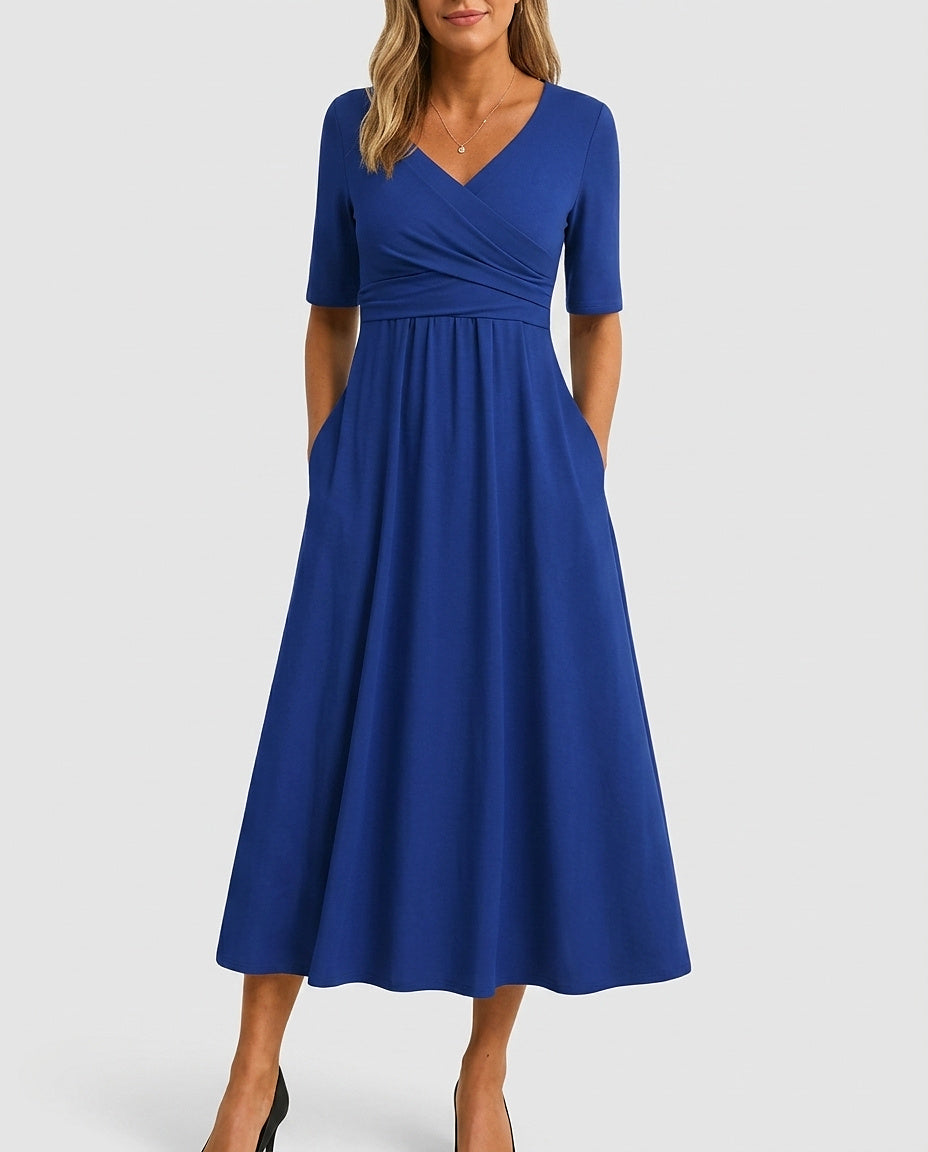 Women’s Midi Dress with Wrap Bodice - Front [Lystr 6a992f2f8fb1eea96e728d80:front]