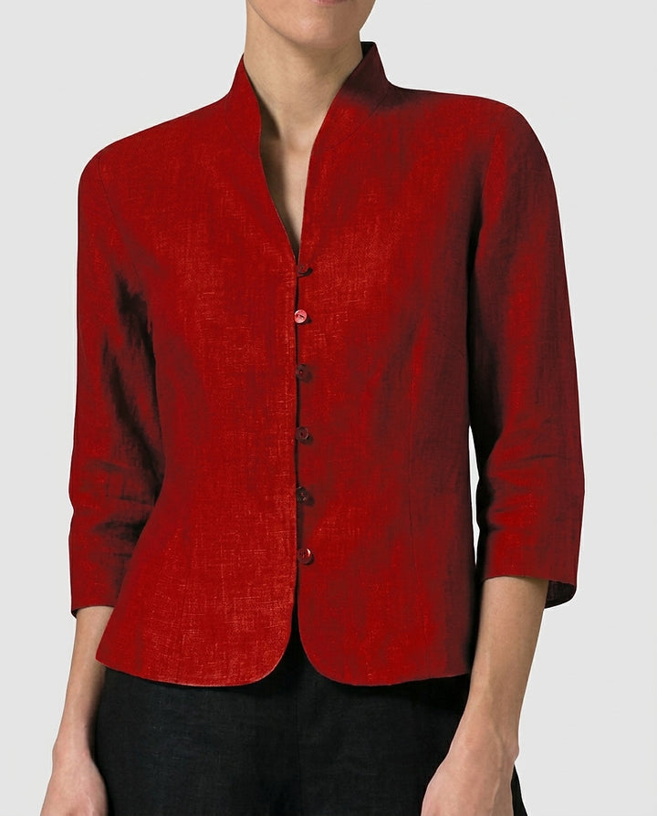 Women’s Blouse with Mandarin Split Collar - Front [Lystr 6a992f418fb1eea96e728d89:front]