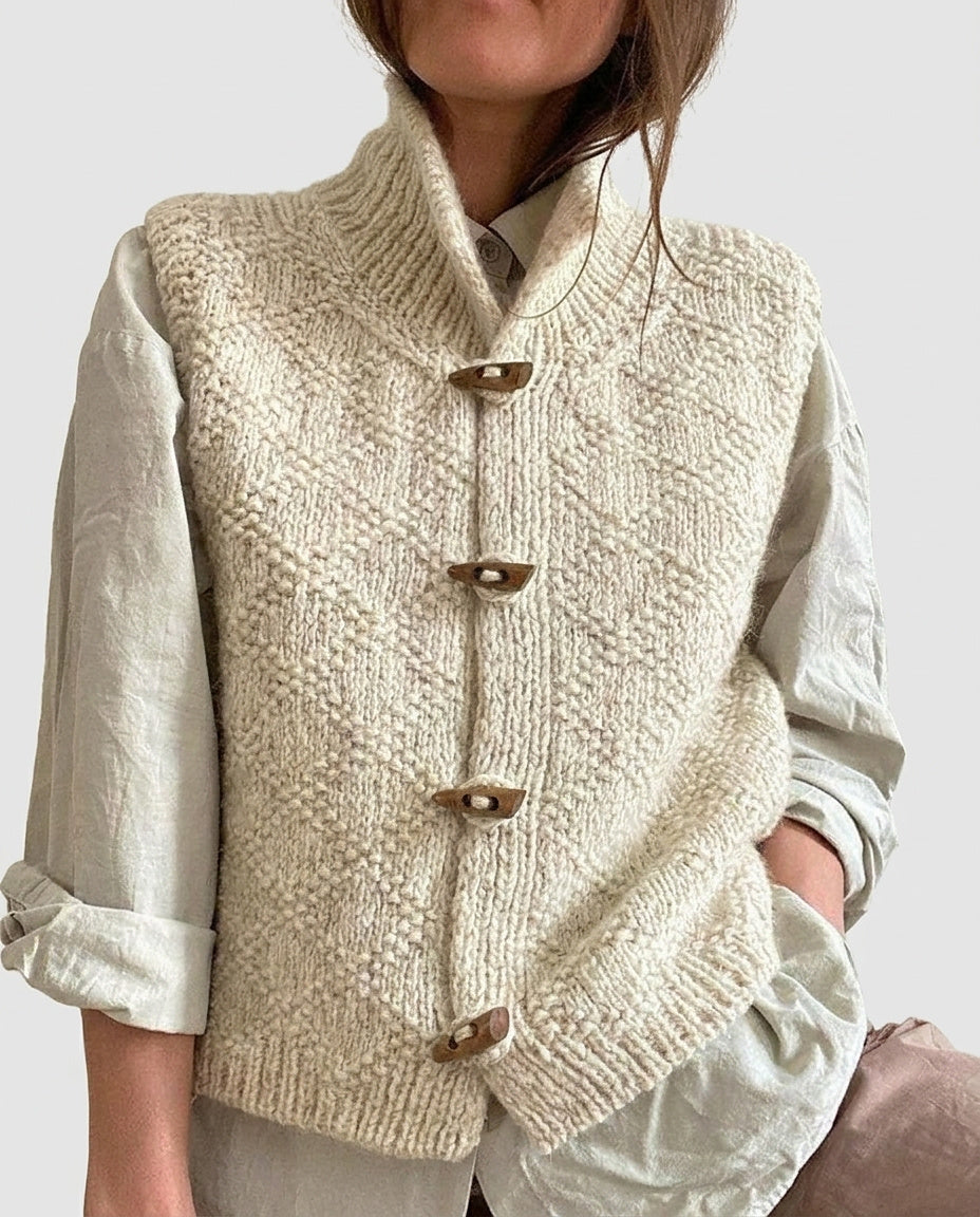 Women’s Sleeveless Cardigan with Toggle Closure - Front [Lystr 6a992f568fb1eea96e728d92:front]