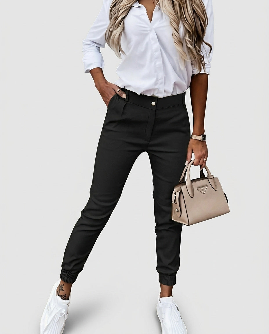 Women’s Hybrid Trousers with Ribbed Cuffs - Front [Lystr 6a992f598fb1eea96e728d95:front]
