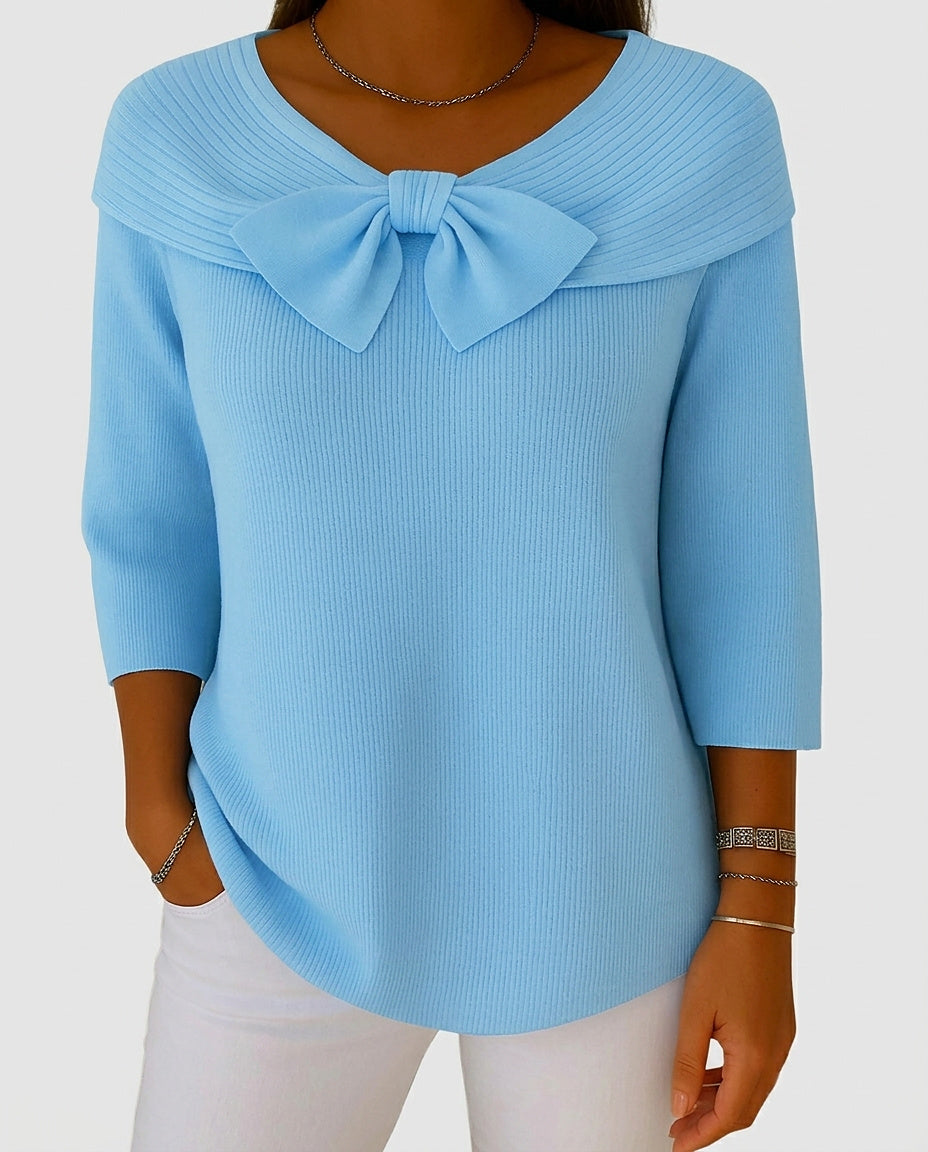 Women’s Ribbed Sweater with Bow Detail - Front [Lystr 6a99306f8fb1eea96e728db5:front]