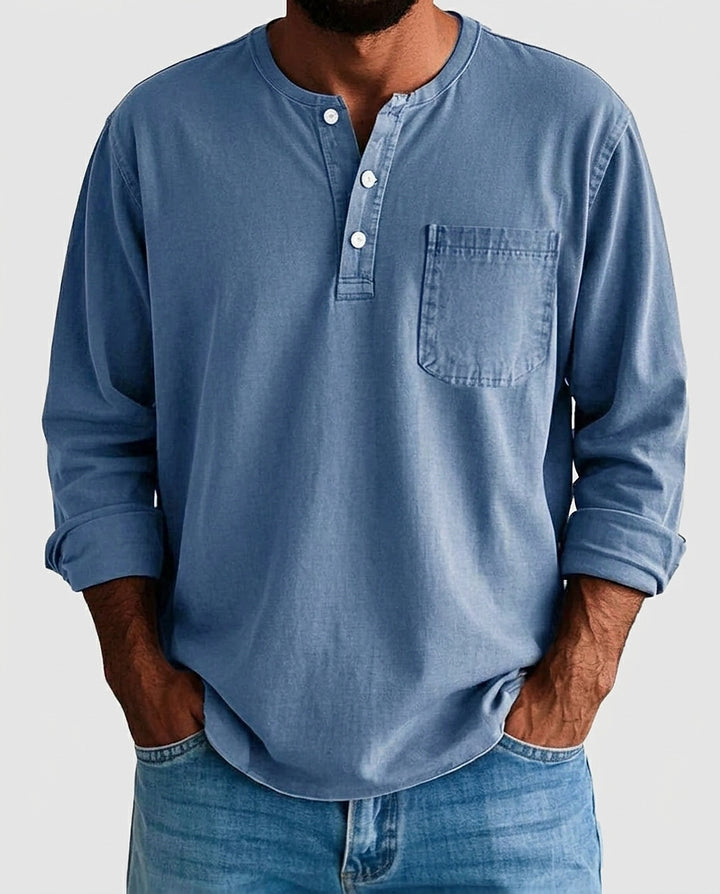 Men’s Long-Sleeve Henley Shirt - Front [Lystr 6a9930698fb1eea96e728db2:front]