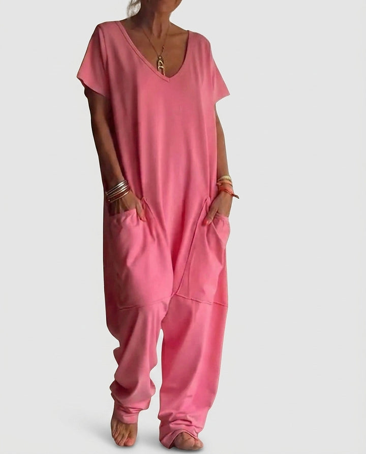 Women’s Ribbed V-Neck Jumpsuit - Front [Lystr 6a99311e8fb1eea96e728dcb:front]