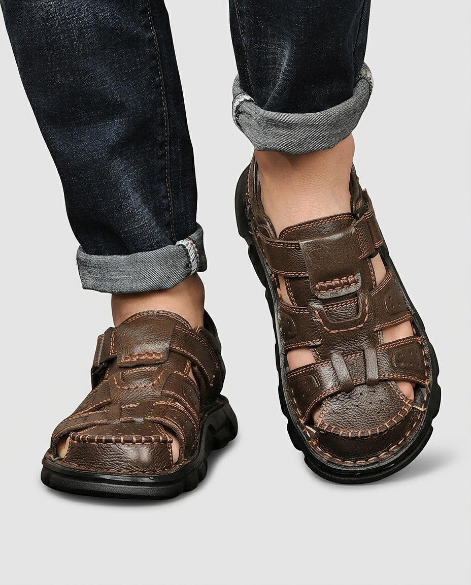 Men’s Closed-Toe Sandals with Adjustable Ankle Strap - Front [Lystr 6a9933117ad28f61f25c99b3:front]