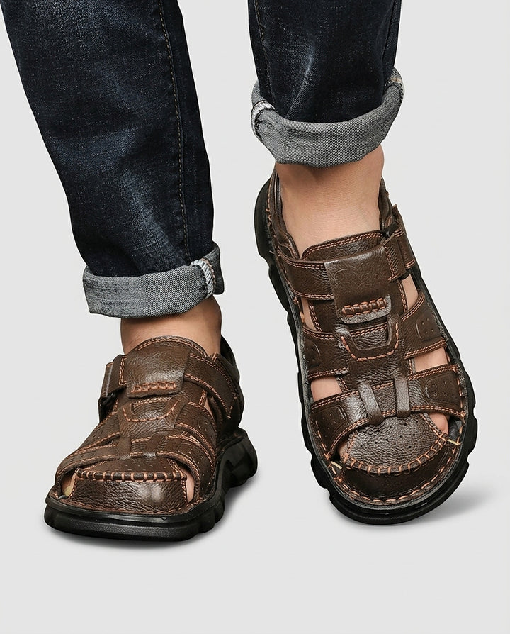 Men’s Closed-Toe Sandals with Adjustable Ankle Strap - Front [Lystr 6a9933117ad28f61f25c99b3:front]