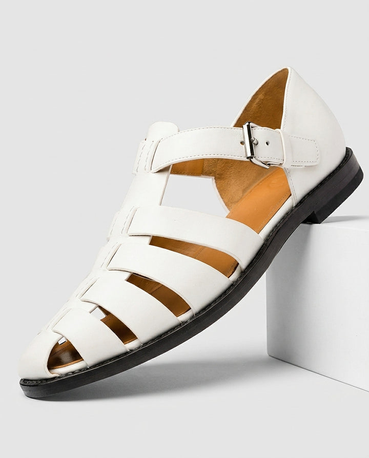 Men’s Multi-Strap Leather Sandals with Adjustable Ankle Buckle - Front [Lystr 6a99331d7ad28f61f25c99b9:front]