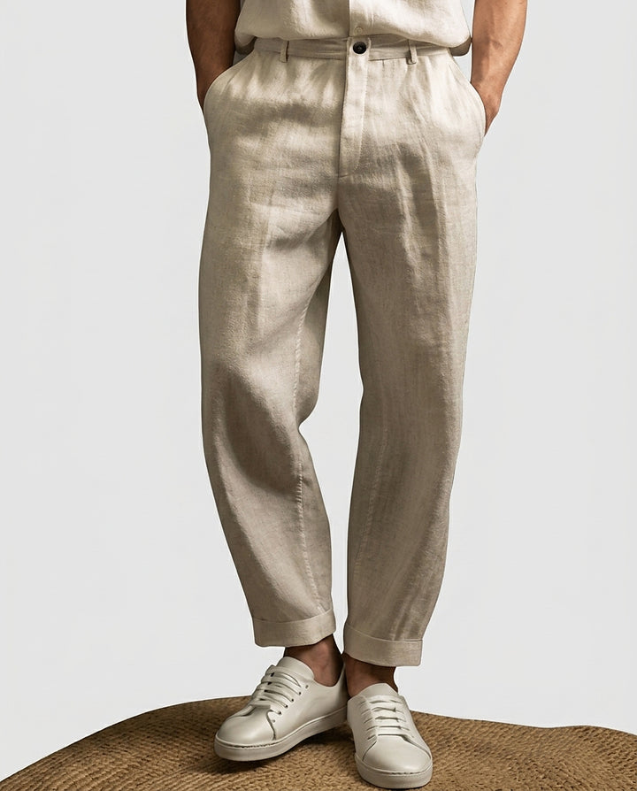 Men’s Tapered Fit Textured Trousers - Front [Lystr 6a9934597ad28f61f25c99e0:front]