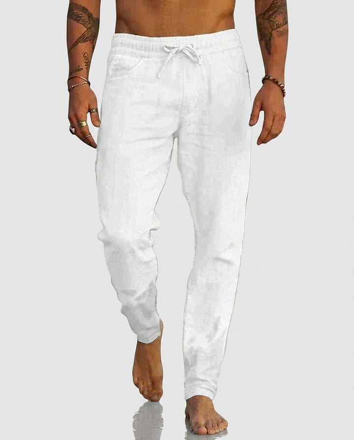 Men’s Tapered Drawstring Trousers - Front [Lystr 6a9934627ad28f61f25c99e3:front]