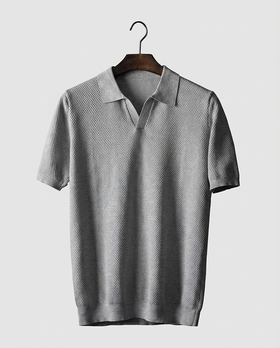 Men’s Waffle-Knit Short-Sleeve Polo - Front [Lystr 6a9936562f3340c9d26a8834:front]