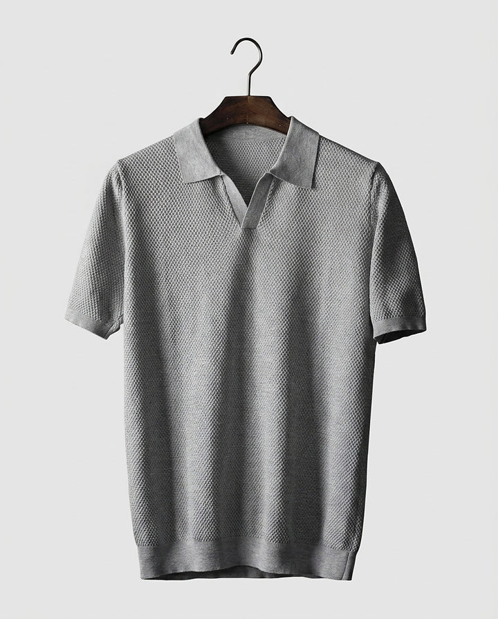 Men’s Waffle-Knit Short-Sleeve Polo - Front [Lystr 6a9936562f3340c9d26a8834:front]