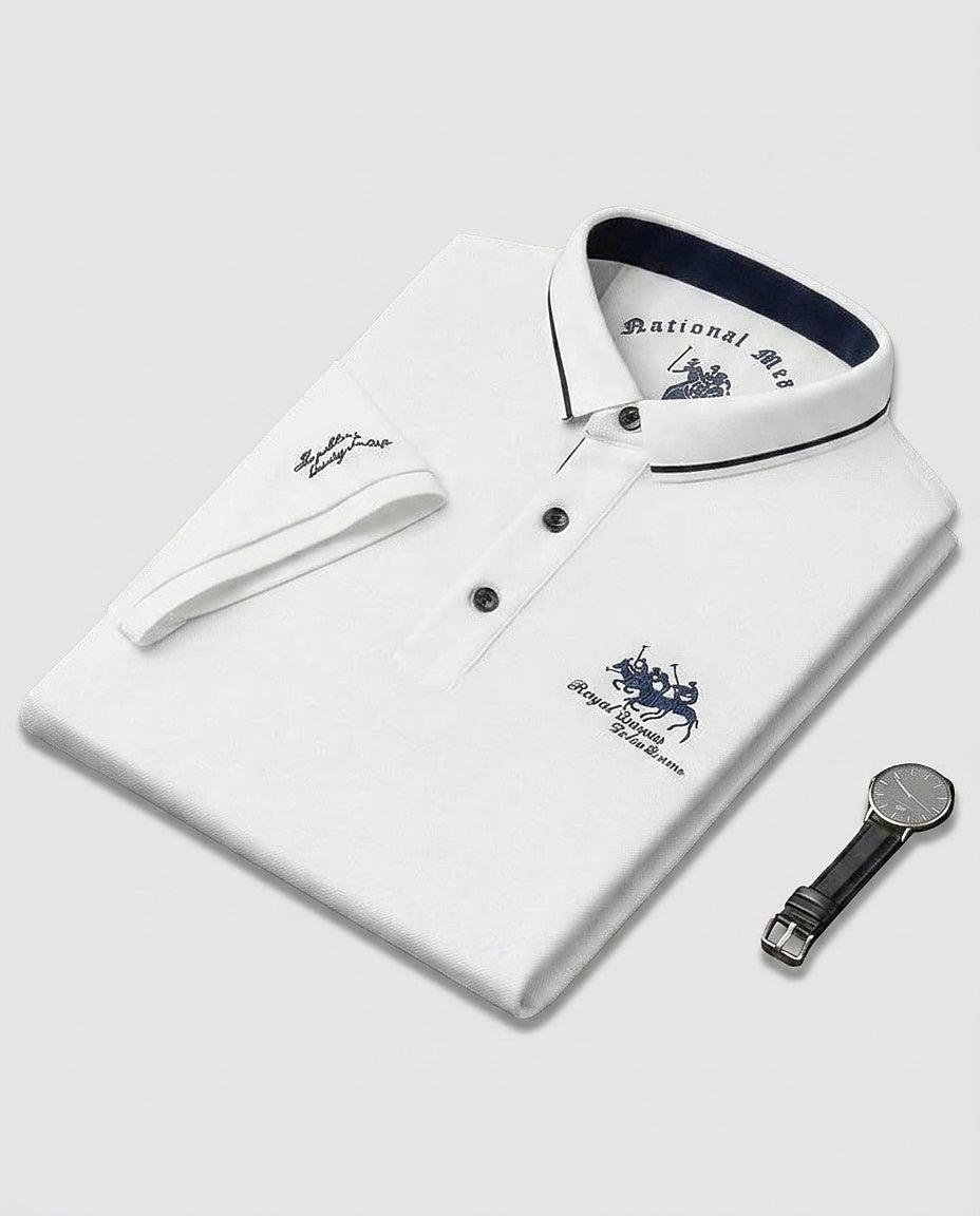 Men’s Short-Sleeved Polo Shirt with Embroidery - Front [Lystr 6a9936722f3340c9d26a8843:front]