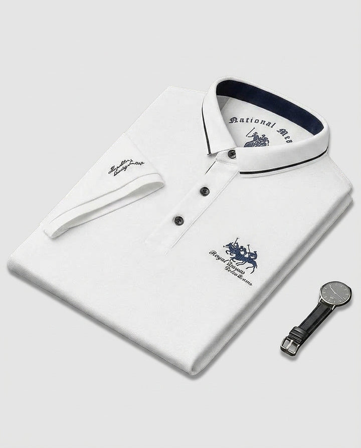 Men’s Short-Sleeved Polo Shirt with Embroidery - Front [Lystr 6a9936722f3340c9d26a8843:front]