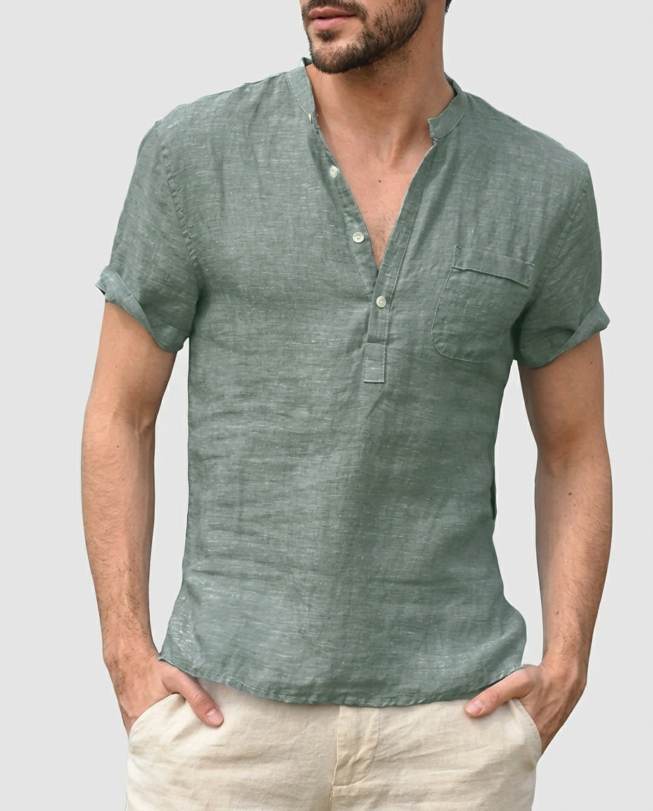 Men’s Short-Sleeved Henley Shirt - Front [Lystr 6a9936937ad28f61f25c99fb:front]