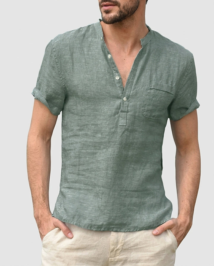 Men’s Short-Sleeved Henley Shirt - Front [Lystr 6a9936937ad28f61f25c99fb:front]