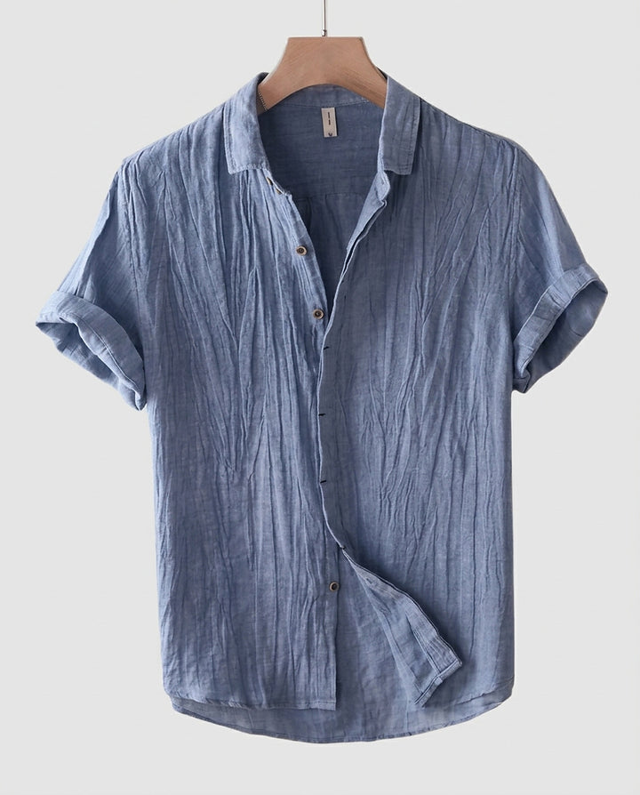 Men’s Short-Sleeved Button-Down Shirt with Collar - Front [Lystr 6a9937457ad28f61f25c9a11:front]