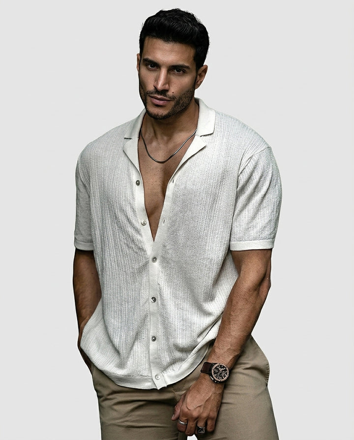 Men's Short-Sleeved Ribbed Shirt - Front [Lystr 6a9937507ad28f61f25c9a1b:front]