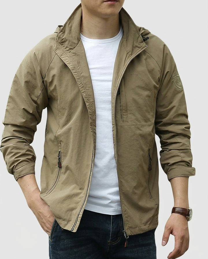 Men's Full-Zip Hooded Jacket with Zippered Pockets - Front [Lystr 6a9937597ad28f61f25c9a24:front]