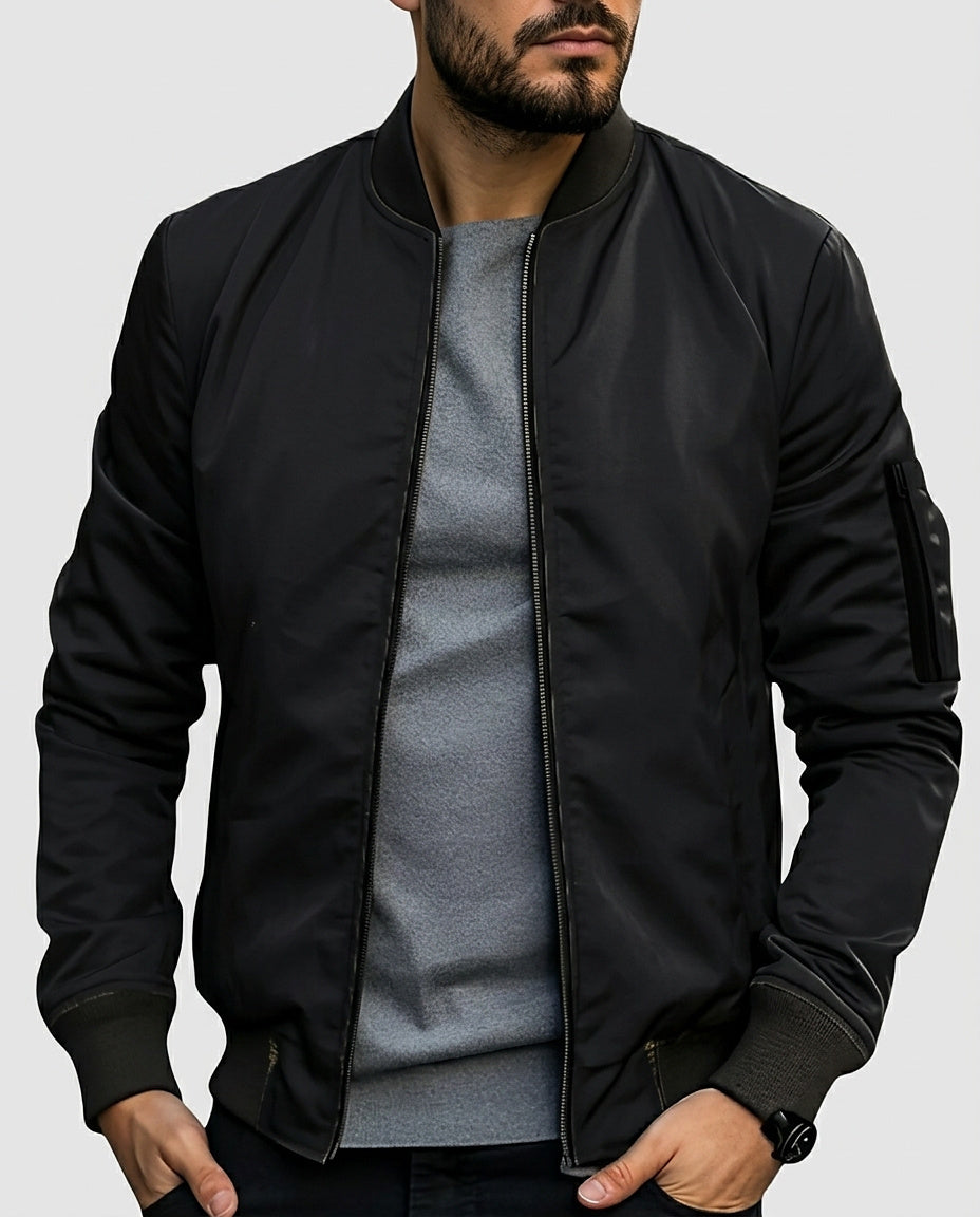 Men's Zip-Front Bomber Jacket - Front [Lystr 6a9937647ad28f61f25c9a2f:front]