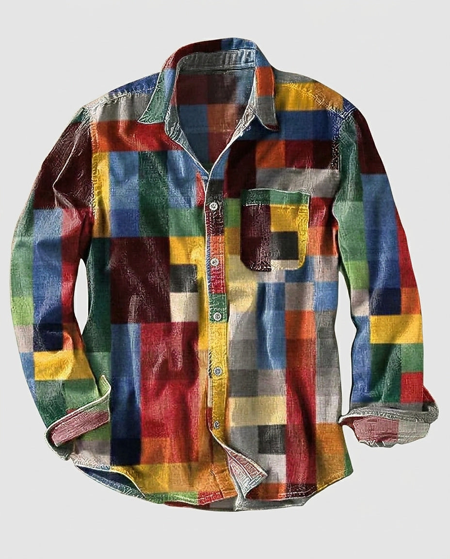 Men's Checkered Button-Up Shirt - Front [Lystr 6a9937f22f3340c9d26a884c:front]
