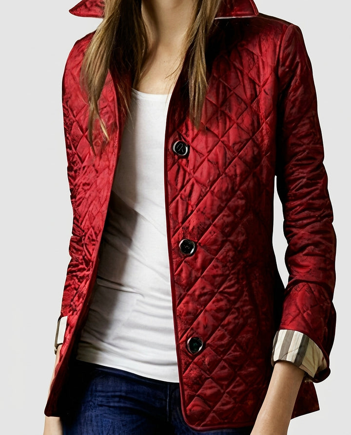 Women’s Quilted Jacket with Button Front - Front [Lystr 6a9938652f3340c9d26a8855:front]