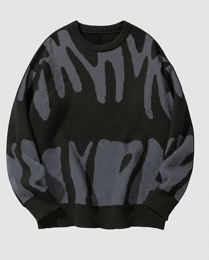 Men's Crew Neck Sweater with Abstract Pattern - Front [Lystr 6a99388b242ed5d7825cd8db:front]