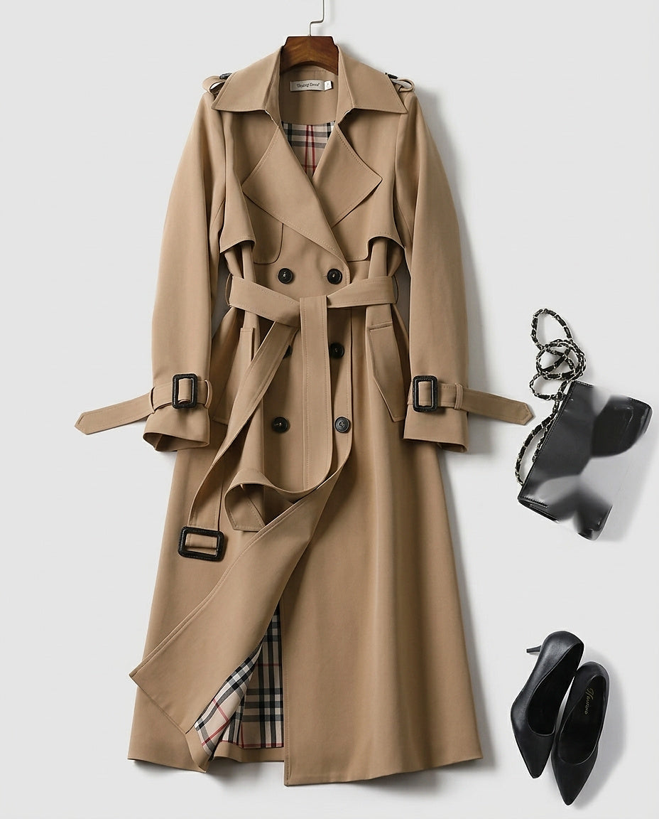 Women’s Trench Coat with Buttons and Belt - Front [Lystr 6a993964242ed5d7825cd8f0:front]
