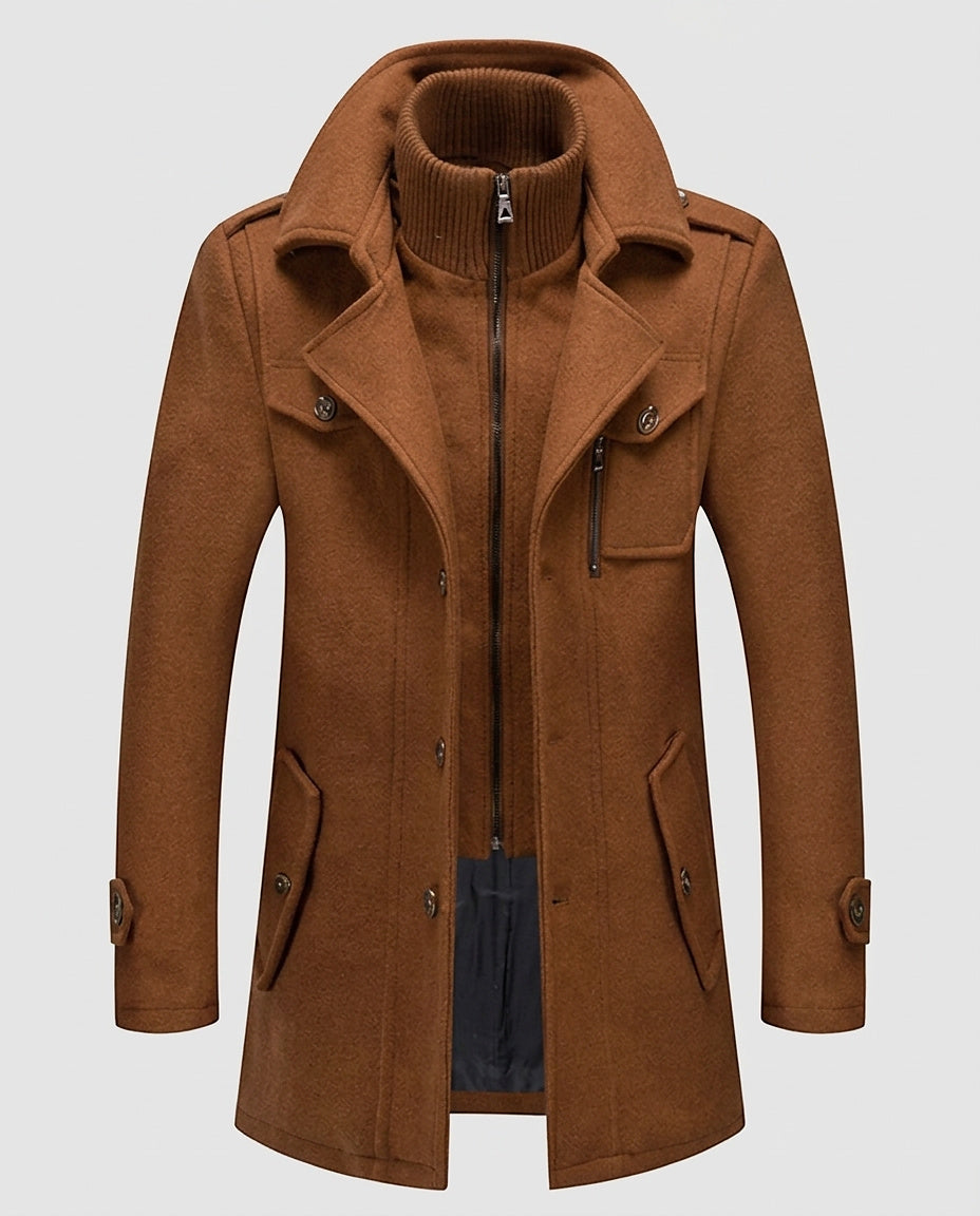 Men’s Layered Coat with Collar - Front [Lystr 6a99397b242ed5d7825cd8fc:front]