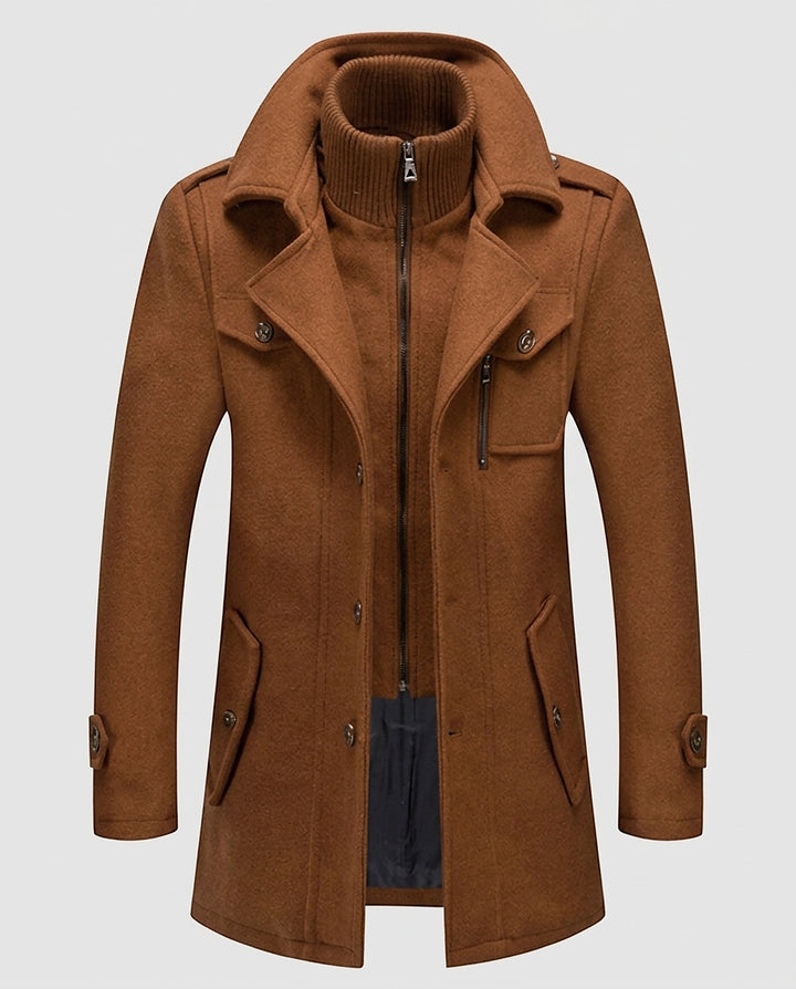 Men’s Layered Coat with Collar - Front [Lystr 6a99397b242ed5d7825cd8fc:front]