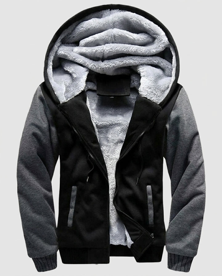 Men’s Jacket with Hood and Textured Lining - Front [Lystr 6a993ae2242ed5d7825cd908:front]