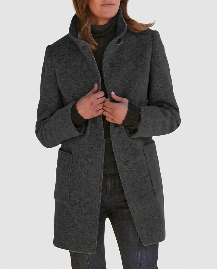 Women’s Coat with Stand-Up Collar - Front [Lystr 6a9950639549a00b390c9a97:front]