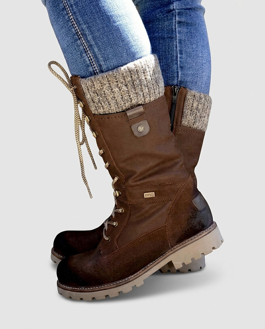 Women’s Mid-Calf Boots with Laces and Zipper - Front [Lystr 6a9950769549a00b390c9aa0:front]