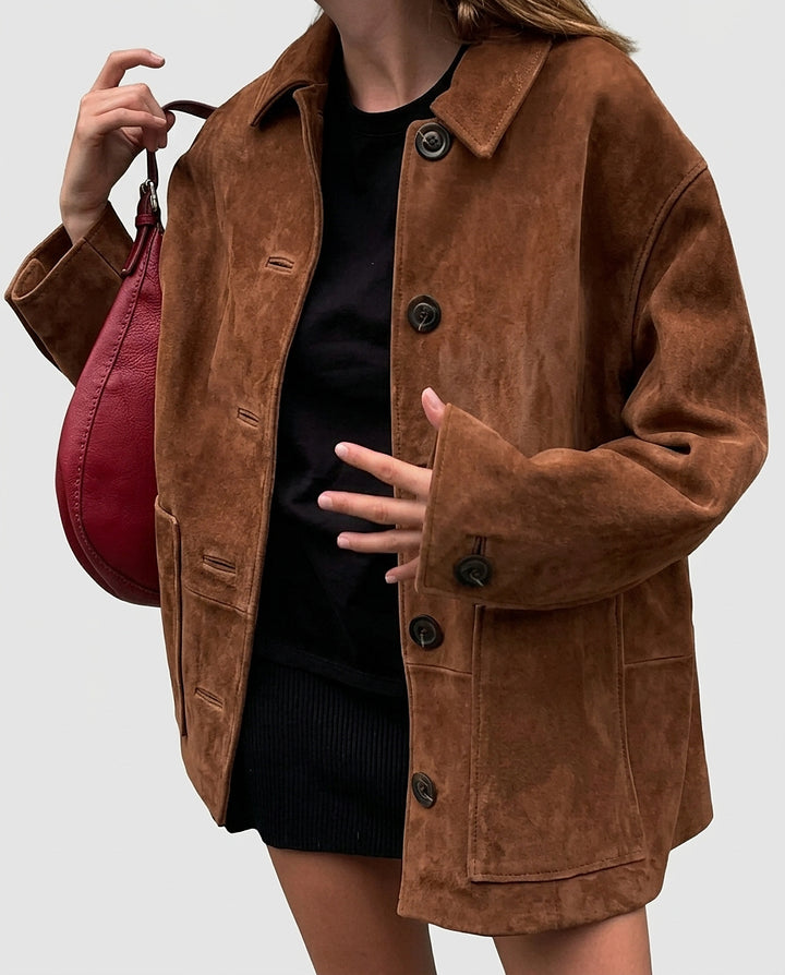 Women’s Jacket with Button Closure and Patch Pockets - Front [Lystr 6a9950f09549a00b390c9ab5:front]