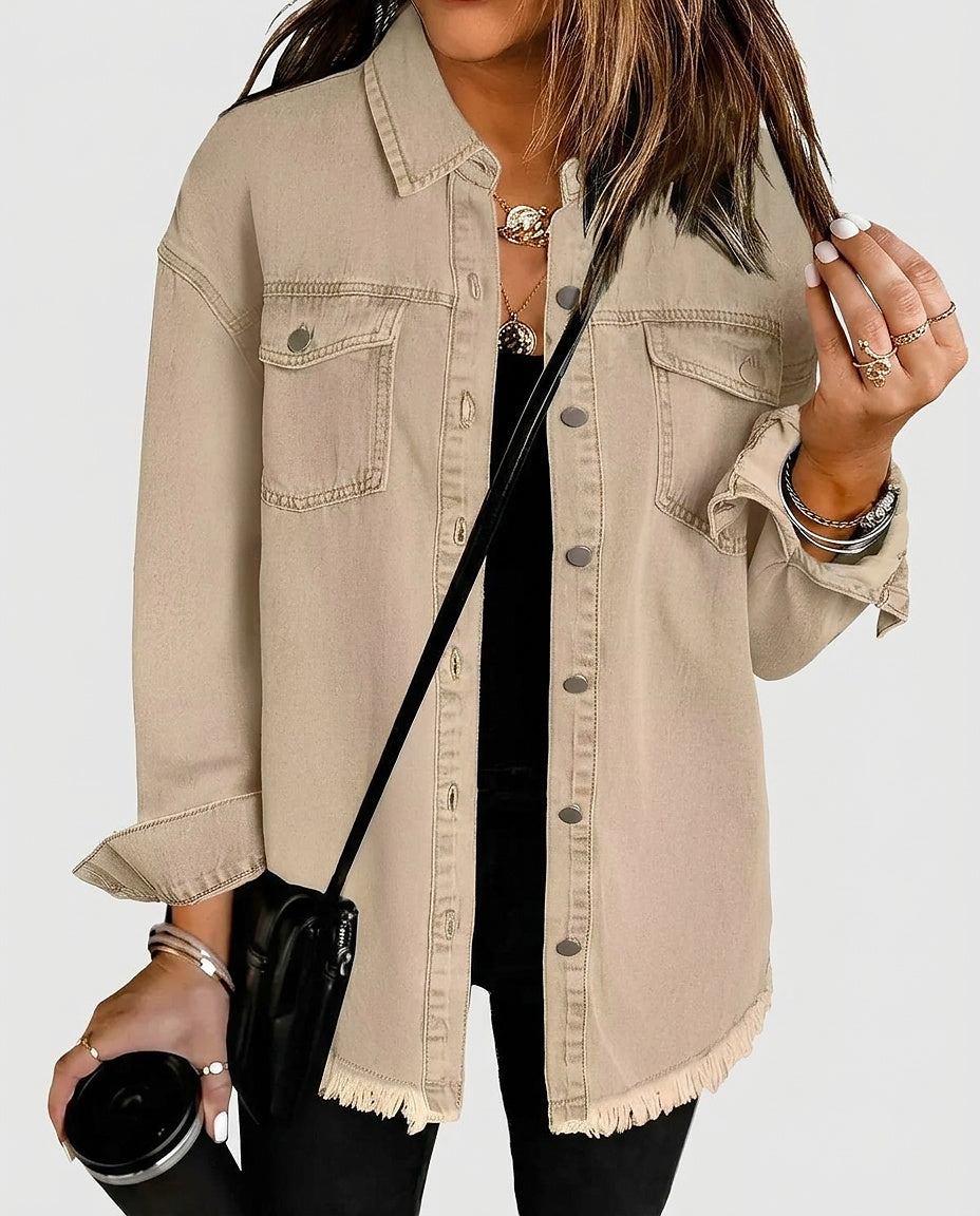 Women’s Coat with Button Closure and Chest Pockets - Front [Lystr 6a9951e4a8cadf9640df20d0:front]