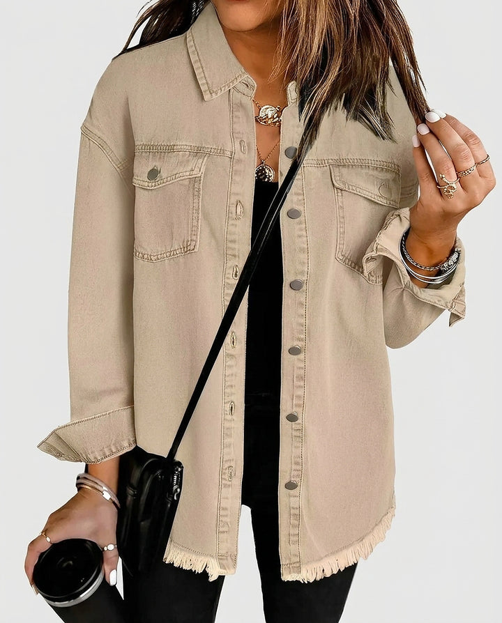 Women’s Coat with Button Closure and Chest Pockets - Front [Lystr 6a9951e4a8cadf9640df20d0:front]