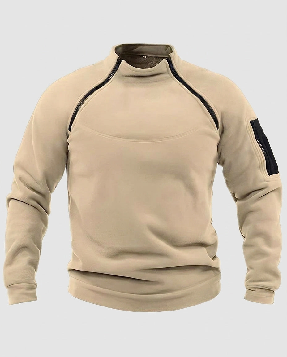 Men’s Sweater with High Collar and Zippers - Front [Lystr 6a995284a8cadf9640df20e2:front]