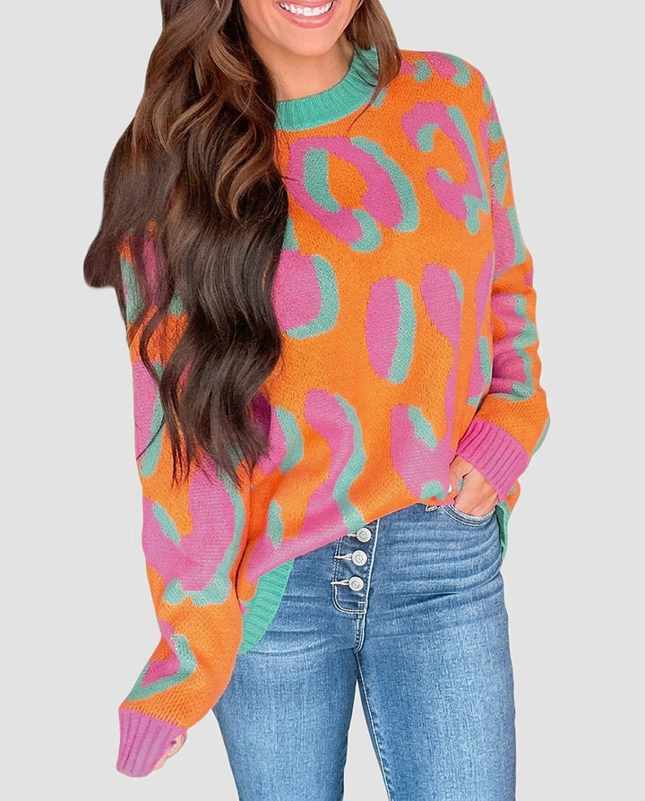 Women’s Crew Neck Sweater with Abstract Pattern - Front [Lystr 6a995293a8cadf9640df20e8:front]
