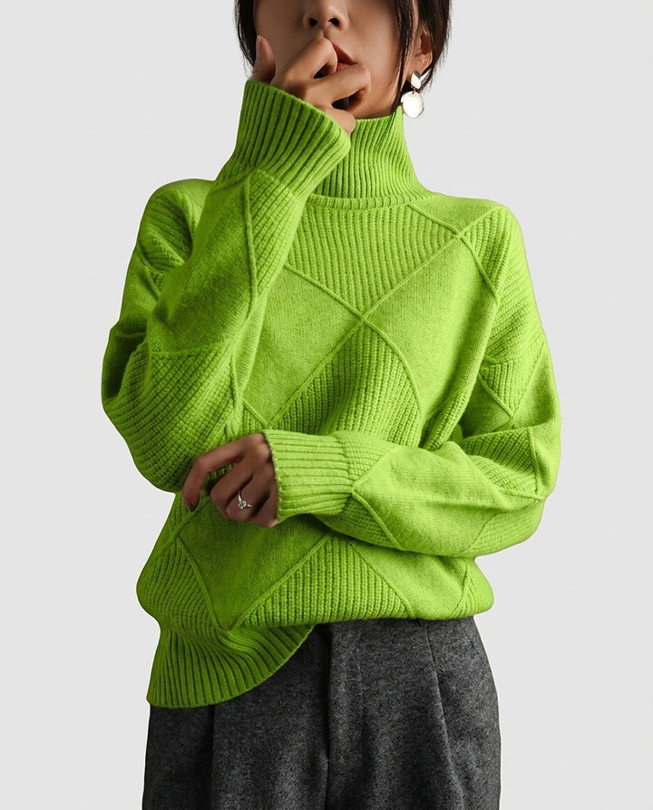Women’s Sweater with Turtleneck and Geometric Pattern - Front [Lystr 6a9953dff7fcc27982116cec:front]