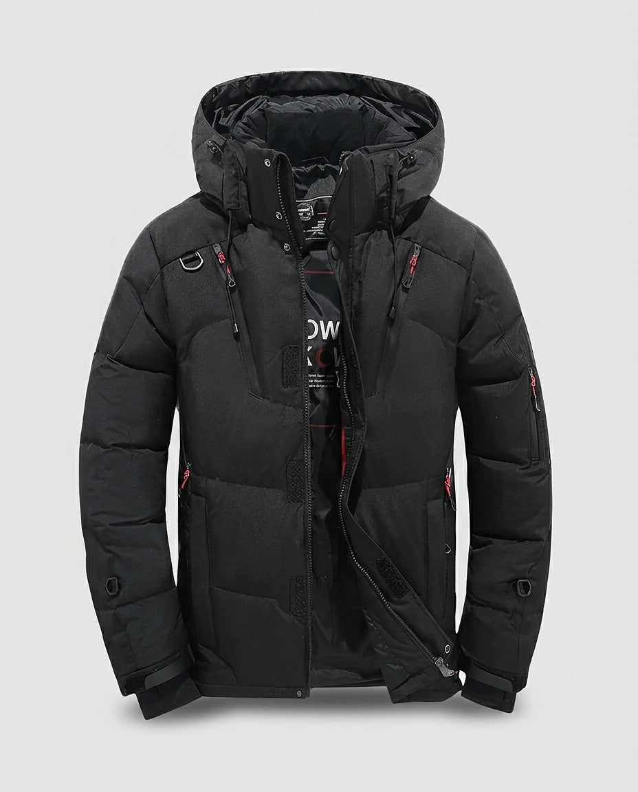 Men’s Quilted Jacket with Hood - Front [Lystr 6a9953e9f7fcc27982116cef:front]