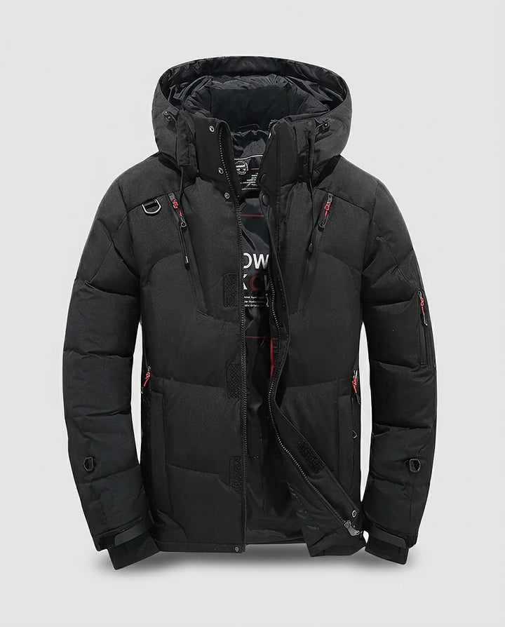 Men’s Quilted Jacket with Hood - Front [Lystr 6a9953e9f7fcc27982116cef:front]