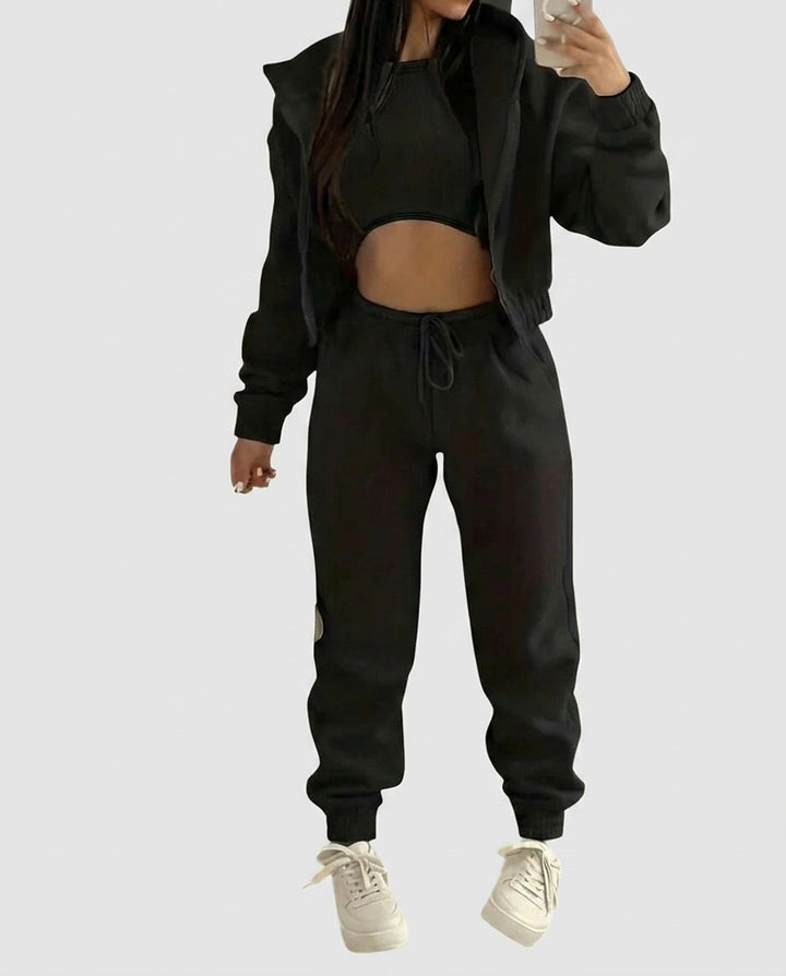 Women’s Three-Piece Hoodie and Pants Set - Front [Lystr 6a995401f7fcc27982116cfb:front]